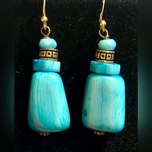 Vintage Barse 925 Turquoise Pierced Hook Earrings - Picture 2 of 3